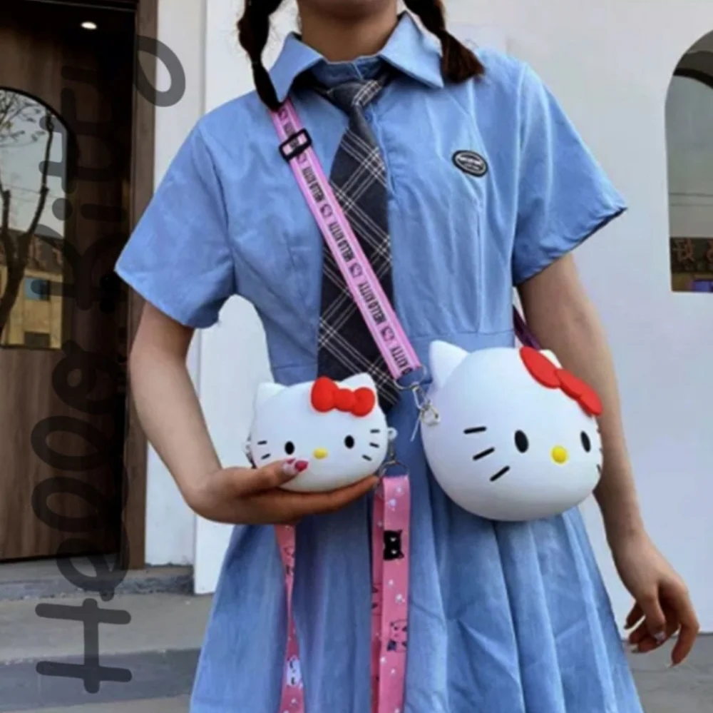 Hello Kitty Sanrio Silicone Crossbody Small Bag White Pink Strap L👀K 🐱 Sanrio